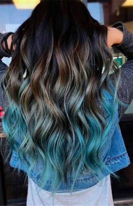 Hair Color Dark Blue, Blue Hair Highlights, Dark Ombre Hair, Best Ombre Hair, Trendy We Fryzurach, Blue Ombre Hair, Dark Blue Hair, Brown Ombre Hair, Teal Hair