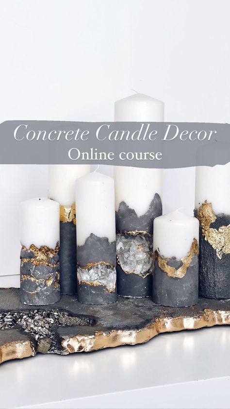 🕯️ Exciting News! 🕯️ I’m thrilled to announce the upcoming release of my revamped “Candle Decor Online Course”! 📅 Mark your calendars:… | Instagram Concrete Candles, Candle Crafts Diy, Making Candles, Decorative Candles, Concrete Candle, Diy Candle, Concrete Crafts, Candle Craft, Cement Crafts