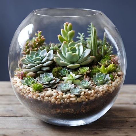 This beautiful terrarium kit includes everything you need to make a one-of-a-kind centerpiece. This kit includes a mix of faux and real succulents, moss, premium soil, and a gorgeous glass terrarium vase. House Terrarium Ideas, Glass Terrarium Ideas, Succulent Terrarium Ideas, Glass Bowl Terrarium, Casual Cowgirl, Succulent Terrariums, Succulents In Glass, Succulent Landscape, Succulent Wall Garden