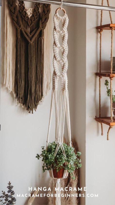 Use wall-mounted planters or shelves to display individual plants. These can be simple wall brackets or more decorative planters that double as wall art. Group them together to create a cohesive look. Macrame Shelf Diy, Vertical Wall Garden, Plant Macrame, Hanging Baskets Diy, Macrame Wedding Decor, Wall Hanging Decorations, Macrame Wall Hanging Tutorial, Indoor Plant Wall, Shelf Hanger