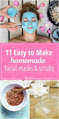 11 Easy to Make Homemade Facial Masks and Scrubs Spa Face Mask, Homemade Facial Scrub, Face Mask At Home, Facial Recipe, Homemade Facial, Mask At Home, Avocado Face Mask, Homemade Facial Mask, Homemade Facials