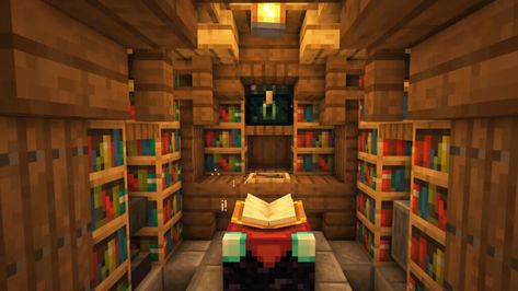 Minecraft: How to Setup an Enchanting Table | The Nerd Stash Enchanting Library Minecraft Ideas, Minecraft Enchantment Table Design, Enchanting Table Room Minecraft Design, Minecraft Library Ideas Interior, Minecraft Enchanting Setup, Enchanted Library Minecraft, Enchanting Room Minecraft Ideas, Enchantment Table Ideas Minecraft, Enchanting Setup Minecraft