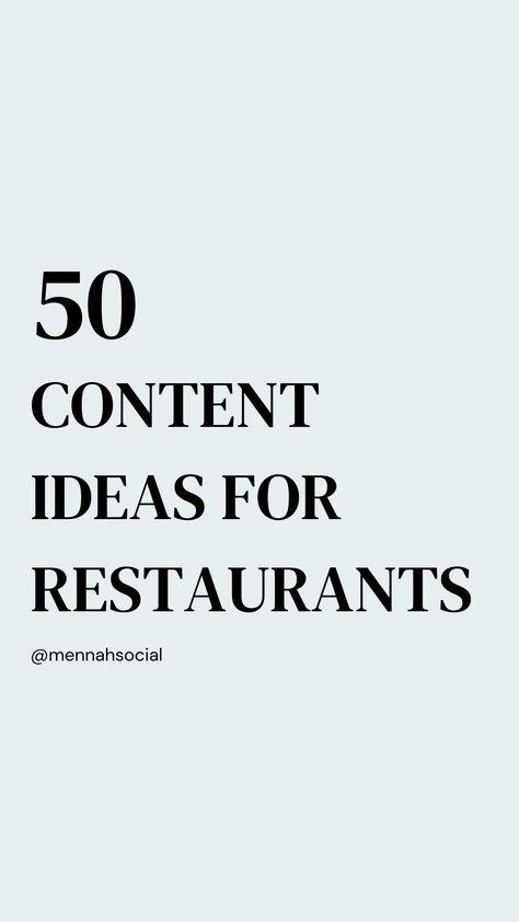 50 Content Ideas for Restaurants Content Ideas For Restaurants, Social Media Marketing For Restaurants, Restaurant Marketing Ideas Social Media, Restaurant Content Ideas For Instagram, Restaurant Social Media Post Ideas, Restaurant Instagram Post, Restaurant Instagram Ideas, Food Content Instagram, Restaurant Marketing Ideas