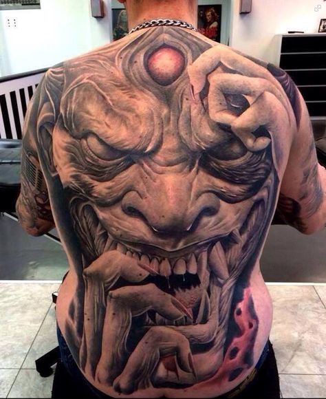 50 Best Back Tattoo Ideas And Inspirations Tato 3d, Tatoo 3d, Devil Tattoo, Kunst Tattoos, Demon Tattoo, Scary Tattoos, Full Back Tattoos, Wolf Tattoo Design, Back Tattoos For Guys