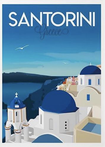 ~ Heyday Designs Santorini Travel, Postcard Vintage, Retro Ski, Statement Art, Vintage Poster Art, Santorini Greece, Room Posters, Greece Travel, Vintage Postcard