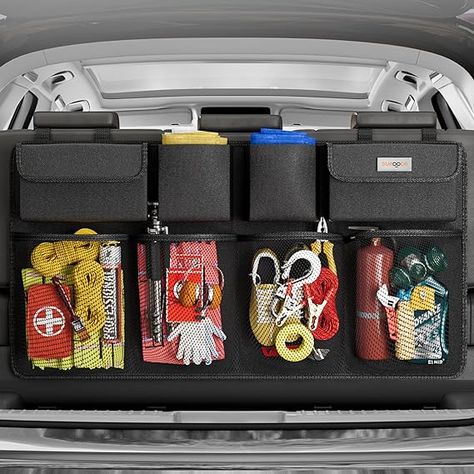 3rd Gen [7 Times Upgrade] Super Capacity Car Organizer SUV, Equipped with Robust Elastic Net, Hanging Car Storage Organizer with Lids, Space Saving Expert Suv Trunk Organization, Suv Storage, Car Boot Organiser, Car Trunk Organizer, Car Trunk Storage, Trunk Organizer, Car Storage Box, Car Amp, Car Trunk Organization