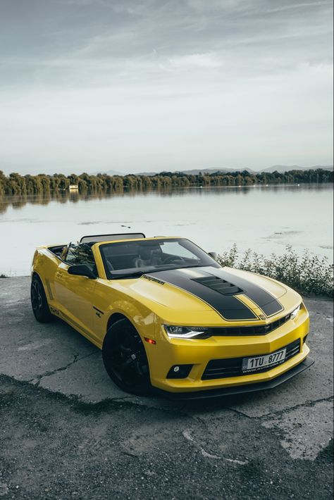 Chevrolet Camaro Yellow, Chevrolet Camaro Bumblebee, Yellow Camaro, Camaro Convertible, Camaro Car, Yellow Car, Camaro Zl1, Chevrolet Traverse, Rims For Cars