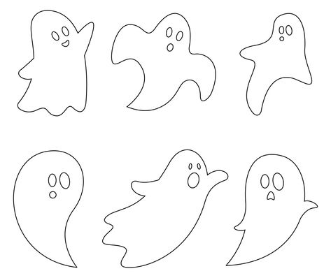 Halloween Art Templates, Halloween Diy Cutouts, Halloween Cutouts Template, Halloween Ghost Printables, Ghost Template For Kids, Halloween Cut And Paste Crafts, Ghost Cut Out Template, Ghost Print Out, Halloween Free Printables Templates