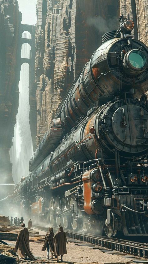 Dystopia Wallpaper, Steampunk Spaceship, Steampunk Train, Steampunk Vehicle, Steampunk City, Concept Vehicles Sci Fi, Steampunk Artwork, Steampunk Aesthetic, Science Fiction Artwork