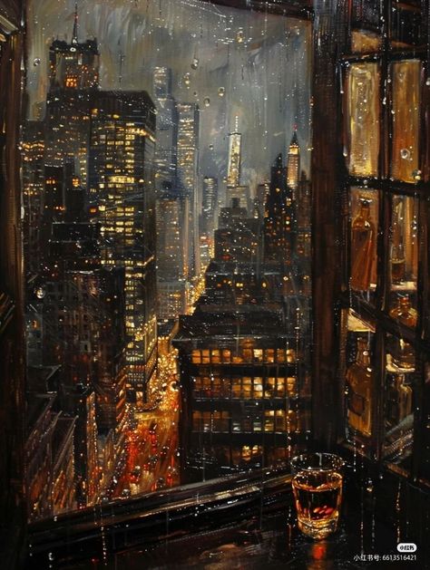 City Lights Painting, Relatable Art, Paintings Modern, Arte Van Gogh, Color Palette Bright, City Painting, Dramatic Lighting, Cityscape Art, Art Inspiration Painting