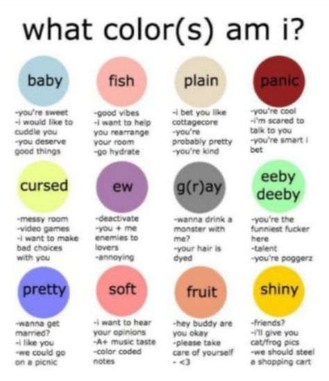 Which Vibe Am I, What Color Am I, Ask Game, Interactive Posts, Baby Fish, Messy Room, Emo Makeup, Video Games Funny, Story Games