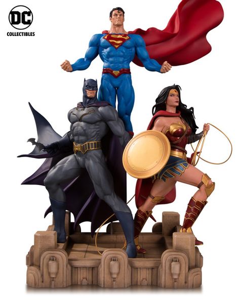 Superhero Statues, Batman And Wonder Woman, Dc Trinity, Marvel Statues, Dc Figures, Character Statue, Batman Wonder Woman, Dc Collectibles, Arte Dc Comics