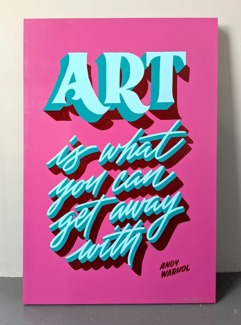 A gem of a quote from AndyWarhol. A pleasure to paint for my friend @Morgan1st who really knows how to style a home! // sign painting, hand painted, hand lettering, brush lettering, lettered art, modern lettering, gallery wall, art for the home, art prints, original art, art for the office, wall art decor, interior design, decor inspo, home decor inspiration, WFH, home office decor Art Decor Interior Design, Art Decor Interior, Sign Painting Lettering, Mural Inspiration, Framed Letters, Typography Artwork, Painting Words, Modern Lettering, Sign Painting