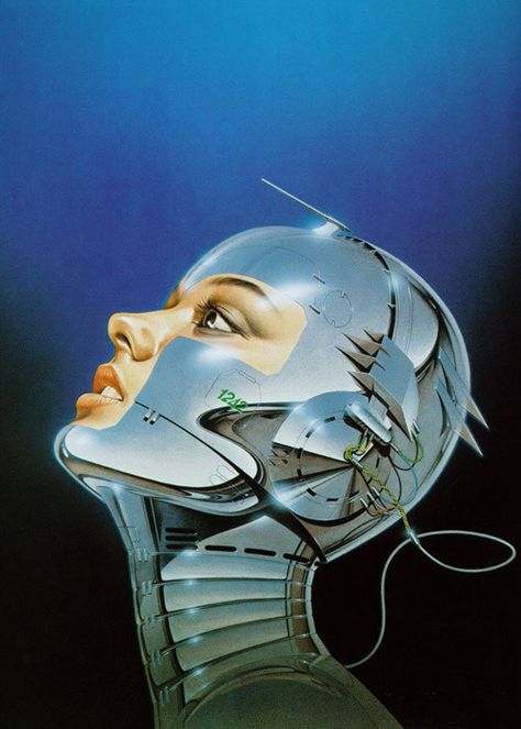 Chrome Spacegirl Concept Art Landscape, Hajime Sorayama, Patrick Nagel, Art Cyberpunk, 70s Sci Fi Art, New Retro Wave, Charcoal Drawings, Arte Robot, Airbrush Art