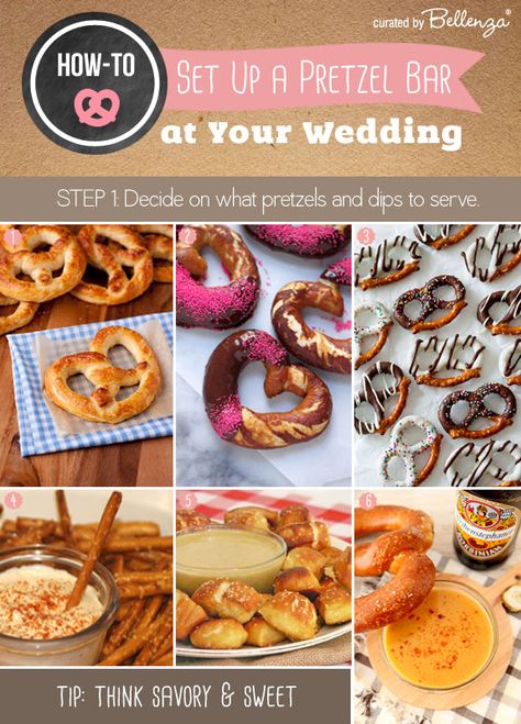 Pretzel display and favors Beer And Pretzel Party, Soft Pretzels At Wedding, Pretzel Bites Bar Wedding, Pretzel Table Wedding, Pretzel Station Wedding, Diy Pretzel Bar, Pretzel Bar Wedding Ideas, Pretzels At Wedding, Hot Pretzel Bar