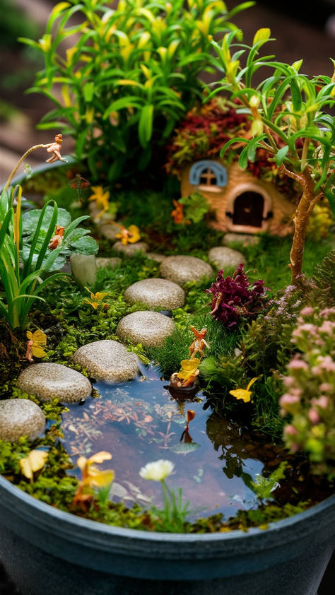 "Step into a whimsical wonderland with our enchanting indoor fairy tale garden ideas! 🌸🧚‍♂️ #GardenMagic #FairyTaleGarden" Pixie Garden Ideas, Fairy Garden Scene, Cute Fairy Garden Ideas, Mini Fairy Village, Fairy Village Garden, Fairy Garden Raised Bed, Fairy Garden House Ideas, Woodland Fairy Garden, Harry Potter Fairy Garden