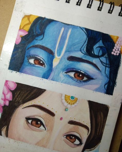 Eyes never lie 🍃🌸 . . . Watercolor painting on 160 gsm paper . . . . (Reference taken from Pinterest) #painting #watercolor #krishna #radhe #eyes #potrait #art #aesthetic #paper #happy . . What should I draw next ? Watercolor Art Krishna, Radha Krishna Art Easy, Radha Eyes Drawing, Krishna Ji Painting Watercolor, Eyes Of Krishna, Krishna Eyes Aesthetic Painting, Aesthetic Krishna Drawing, Radha Ji Painting, Radha Krishna Eyes Drawing