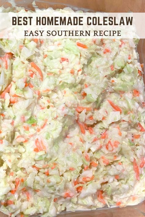 Up close photo of homemade coleslaw Southern Cole Slaw Recipe, Best Southern Coleslaw Recipe, Homemade Coleslaw Recipe, Easy Coleslaw Recipe, Southern Coleslaw, Coleslaw Dressing Recipe, Baked Bbq Ribs, Best Coleslaw Recipe, Kfc Coleslaw Recipe