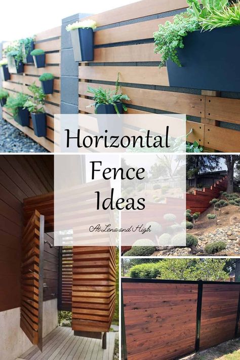 Today I have some gorgeous modern horizontal fence ideas that will make you the envy of your neighbors! They say that good fences make good neighbors but I think fences can be way more than that. Fences are perfect for adding privacy to your outdoor space. They make an architectural statement. Modern Horizontal Fence, Horizontal Fence Ideas, Modern Wood Fence, Good Neighbor Fence, Rustic Outdoor Spaces, Fences Ideas, Diy Backyard Fence, Garden Fence Ideas, Wood Fence Design