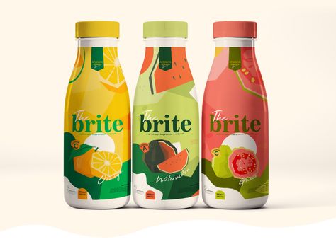 The Brite on Behance Fruit Bottle Design, Yoghurt Drink Packaging, Summer Packaging Design, Drink Packaging Design Bottle, Juice Design Packaging, Smoothie Design, Beverage Packaging Design, Yoghurt Packaging, Juice Design