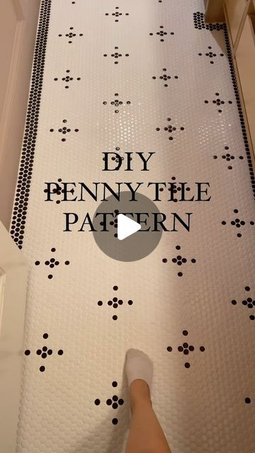 Meg Loren on Instagram: "Just some Saturday DIY inspo for you!  This penny tile pattern was so fun & easy to add to the girls’ bathroom remodel! Also, penny tile is the perfect touch for small spaces and can make a big impact! I almost considered doing another penny tile pattern in our laundry room 😍   Let me know what you think in the comments🫶🏻  #diy #beforeandafter #pennytile #bathroomremodel #remodel #pinkpaint #homedecor" Hexagon Penny Tile Bathroom Floor, Penny Tile Floor Pattern, Penny Tile Border, Penny Tile Design, Penny Tile Bathroom, Penny Tile Floor, Penny Tile Bathroom Floor, Penny Tile Backsplash, Penny Tiles Bathroom