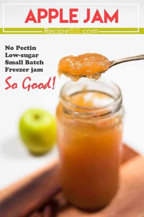 Have loads of green apples? Tart ones? Make this easy freezer jam, it is a cinnamon-spiced, small-batch recipe with simple steps. #applejam #nopectinjam #easyjam #quickapplejam #greenapples What To Do With Small Green Apples, Apple Ginger Jam Recipe, Freezer Apple Jam Recipe, Freezer Apple Jam, Green Apple Jam Recipe, Apple Jam Recipe Easy, Apple Freezer, Apple Cinnamon Jam, Orange Jam Recipes