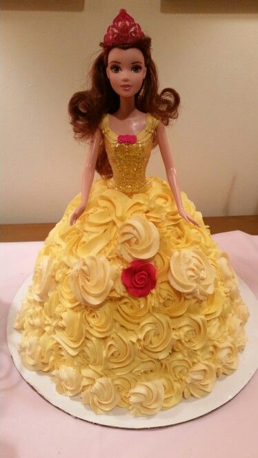 Disney Princess Belle Cake Disney Princess Belle Cake, Belle Birthday Cake, Princess Belle Cake, Belle Birthday Party, Beauty And Beast Birthday, Belle Cake, Belle Birthday, Barbie Doll Cakes, Beauty And The Beast Party