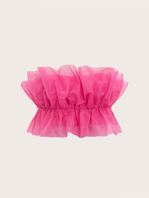 Ruffle Tube Top, Mode Rose, Top Rosa, Look Rose, Catty Noir, Taylor Swift Tour Outfits, Hot Pink Tops, Organza Top, Shein Icon