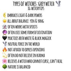 🌪 GREY WITCH 🌪 Believes in harnessing the powers of light and dark, being neutral. They practice both positive & negative / black & white magick. These witches often use all form of divination and communicate with spirits. They normally don’t follow any certain religion, but definitely can! Nature is a balanced cycle, so it their craft. Witchytips Instagram, Music Witch, Communicate With Spirits, Types Of Witches, Witch Types, Grey Witch, Types Of Witchcraft, White Witchcraft, Forms Of Art