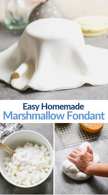 Homemade Fondant Recipe Marshmallows, Cake Recipes With Fondant, Fondant Recipe Small Batch, Diy Cake With Fondant, How To Make Homemade Fondant, Marshmallow Fondant Easy, Melting Frosting For Cake, Edible Fondant Recipe, Things To Make With Fondant