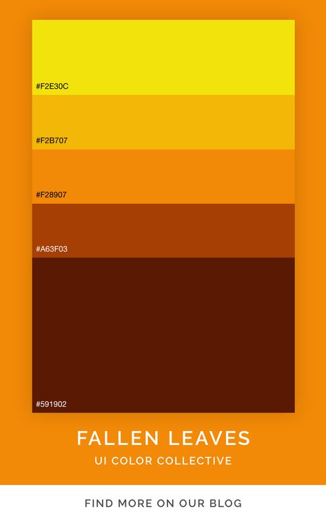 Fall themed color palette Brown And Yellow Colour Palette, Yellow Orange Brown Color Palette, Yellow And Brown Palette, Yellow Brown Palette, Yellow And Brown Color Palette, Shades Of Yellow Color Palette, Yellow Brown Color Palette, Yellow And Orange Color Palette, Leaves Color Palette