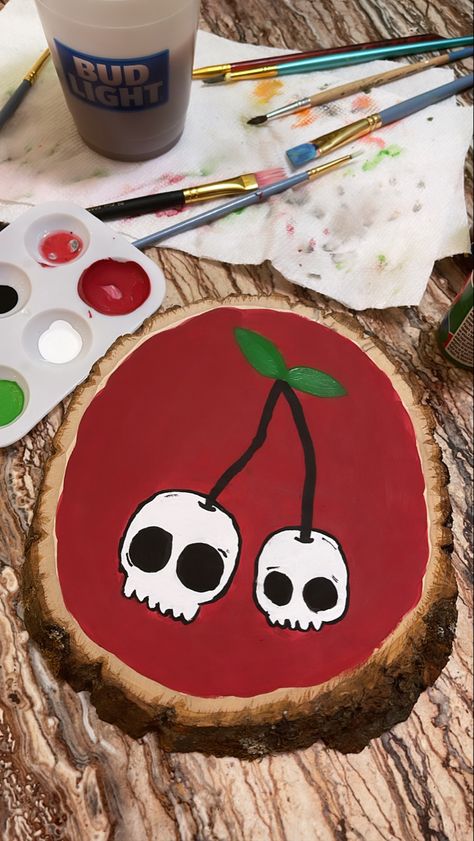 Easy Creepy Painting Ideas, Halloween Easy Canvas Painting Ideas, Spooky Season Art Ideas, Skull Canvas Art, Halloween Painting Ideas For Beginners, Cute Skull Painting, Simple Skull Painting, Halloween Theme Painting Ideas, Easy Creepy Paintings