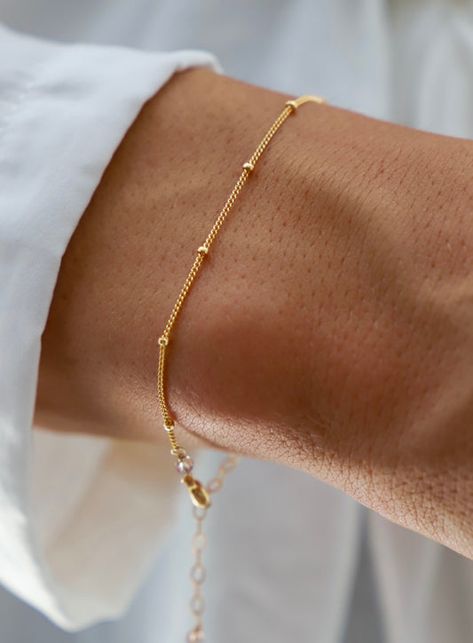 Bracelets | Lady Black Tie Ball Chain Bracelet, Chains Aesthetic, Gold Bracelet Simple, Girl Bracelets, Gold Bracelet Chain, Gold Plated Bracelets, Girly Jewelry, Braided Bracelets, Gold Filled Chain