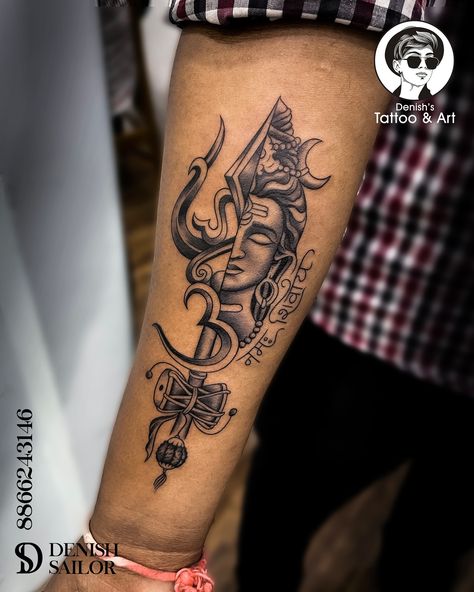 SHIVA 🔱 TATTOO > by Denish sailor (@denishsailor) at Denish’s Tattoo & Art studio (@denish_tattoo_art). To book appointment or enquiry you can call/whatsapp on : *Contact No: 8866243146 _________________ Address: Shop No. G-7 , Exitto Mall,Olpad Rd,Jahangir Pura, Surat,Gujrat,india. __________________ @denish_tattoo_art @denishtattoo_and_nailart @meggy_nail_art @denishsailor @artist_meggy @megha_bhandari3 @tattoo.rhl @pencils_school __________________ #denishtattooart#tattoo #besttattoo#... Shiv Ji Tattoo On Hand, Lord Shiva Band Tattoo, Lord Shiva Tattoo Design For Men, Shiv Tattoo For Men, Shiva Tattoo Design For Men, Mahakal Tattoo Design, Lord Shiva Tattoo Design, Tattoo Trishul, Om Trishul Tattoo