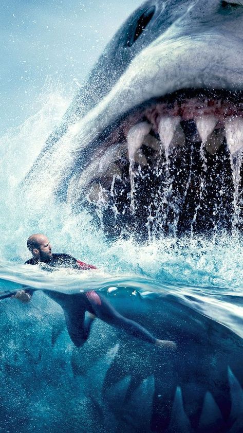 Meg Movie, Mega Shark, The Meg, Full Mon, Shark Photos, Shark Pictures, Megalodon Shark, Shark Art, Jason Statham