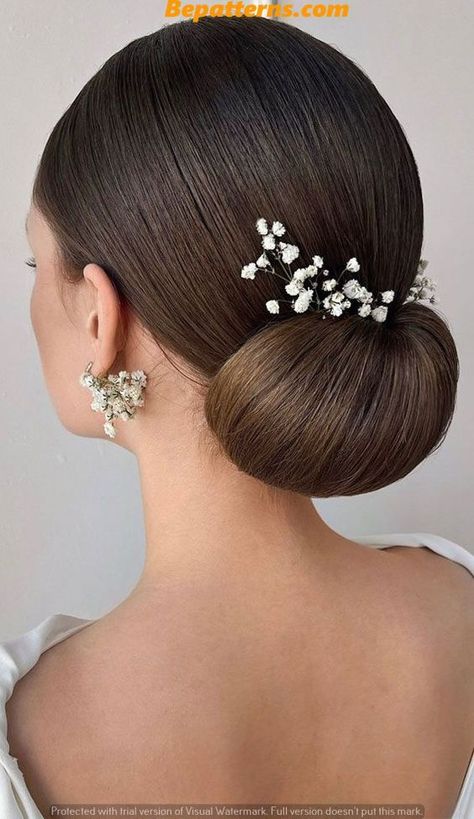 #Gorgeous_Birthday #Gorgeous_Hairstyles #Gorgeous_Happy_Birthday #Good_Birthday_Hairstyles #Cute_Birthday_Hairstyles_For_Adults Bride Low Bun With Hair Piece, Polished Low Bun Wedding, Sleek Updo Hairstyles Wedding, High Bun Hairstyles Wedding Classy, Sleek Hairdo Wedding, Classic Bridal Bun, Clean Low Bun Wedding Hair, Slicked Back Wedding Hair Updo, Wedding Updo Bun