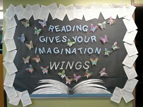 Library Bulletin Boards and Display Ideas - Kids Art & Craft Book Room Ideas, School Library Bulletin Boards, Reading Areas, Reading Display, School Library Displays, Library Bulletin Board, Reading Bulletin Boards, Library Book Displays, Class Displays