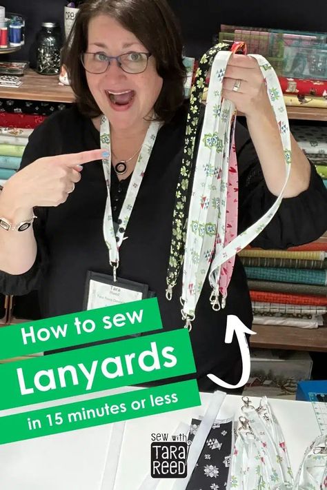 Learn how to make a fabric lanyard in no time! Video and written tutorials - great for keys, teacher appreciation gifts, id holders and more. DIY lanyards are easy things to sew and sell, fabric scrap projects and so useful! Homemade Lanyards Diy, Teacher Gifts To Make And Sell, Fabric Lanyard Diy, Sewing Projects For Classroom, Diy Fabric Lanyard, How To Sew A Lanyard, No Sew Projects With Fabric, Quarter Fabric Projects, How To Make A Lanyard