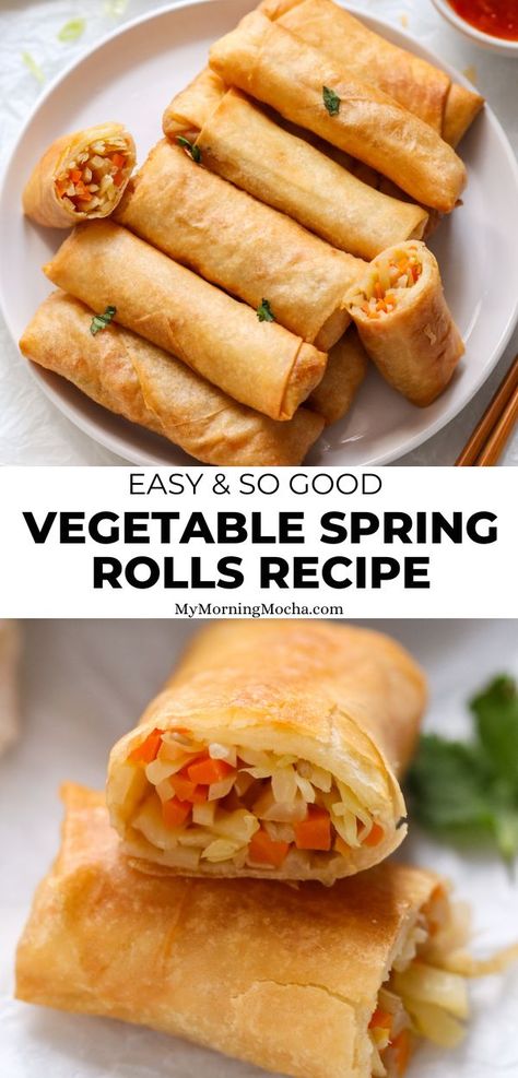 Homemade Spring Rolls Vegetables, Panda Express Veggie Spring Rolls, Vegetarian Spring Rolls Recipe, Spring Roll Recipe Vegetable, Vegetable Lumpia Recipe, Spring Rolls Vegetable, Vegetable Spring Roll Recipe, Spring Roll Recipes, Easy Spring Rolls Recipe