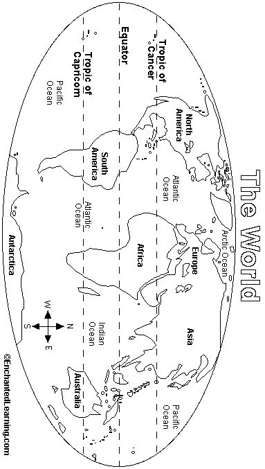 World Map Printout - EnchantedLearning.com World Geography Map, Vetenskapliga Experiment, भारतीय इतिहास, Montessori Geography, Geography Worksheets, Geography Activities, Geography For Kids, Continents And Oceans, 6th Grade Social Studies