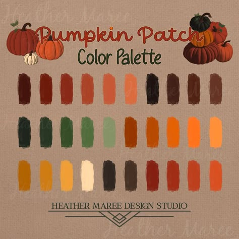 Goodnotes Fall Colors, Fall Procreate Palette, Vintage Autumn Color Palette, Pumpkin Patch Color Palette, Fall Palette Colour Schemes, Halloween Pallete Color, Over The Garden Wall Color Palette, Fall Color Pallettes, Pumpkin Color Palette