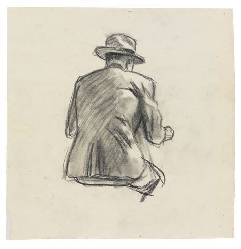 Man in a suit sitting from behind. Hopper Art, American Realism, Edward Hopper, Whitney Museum, Paper Drawing, Chalk Art, Life Drawing, Art Movement, Family Reunion