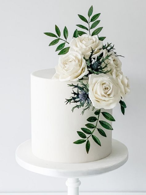 Simple Green Wedding Cake, Small Rustic Wedding Cake, Small Wedding Cakes One Tier, Simple Wedding Cake Small One Tier, 1 Tier Wedding Cake, Intimate Wedding Cake, Wedding Cake Quotes, 1 Tier Wedding Cakes, Wedding Cakes One Tier