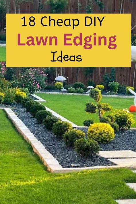 Garden Edging Ideas Cheap, Lawn Edging Ideas, Easy Landscaping Front Yard, Curb Appeal Landscape, Front Lawn Landscaping, Cheap Landscaping Ideas, Cozy Garden, Diy Lawn, Lawn Design