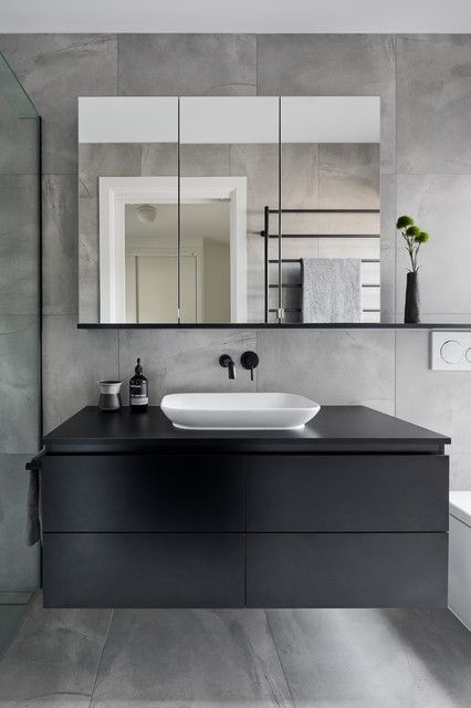 Toilet One Piece, Bathroom Unit, Bathroom Furniture Design, Over The Toilet Storage, Laminate Wall, Bathroom Design Black, Black Vanity Bathroom, Over The Toilet, Out Of Order