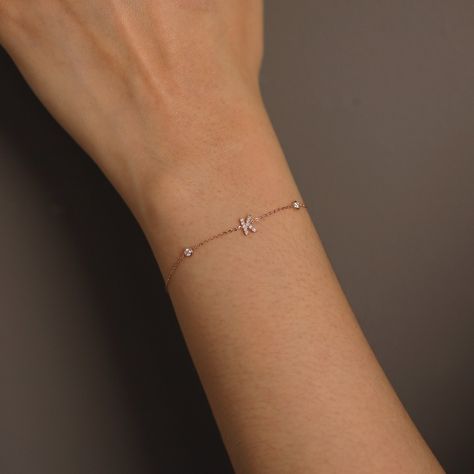 Initial Bracelet K, K Bracelet, Real Earth, Hand Jewelry Rings, Jewellery Aesthetic, Dainty Gold Bracelet, Bracelet Diamond, Bracelets Gold Diamond, Jewelry Lookbook