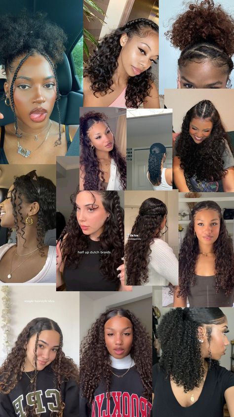 Not my photos! #curlyhair #hairstyles #curlyhairstyles Curly Hairstyles For Black Women With Braids, 4 A Curly Hair, Protective Hairstyles For Curly Hair Sleep, Curlyhairstyles For School, Curly Hairstyles For Pool Day, Black Curly Updo Hairstyles, 4 B Hairstyles, Curly Hairstyles Christmas, First Day Of School Hairstyles Curly