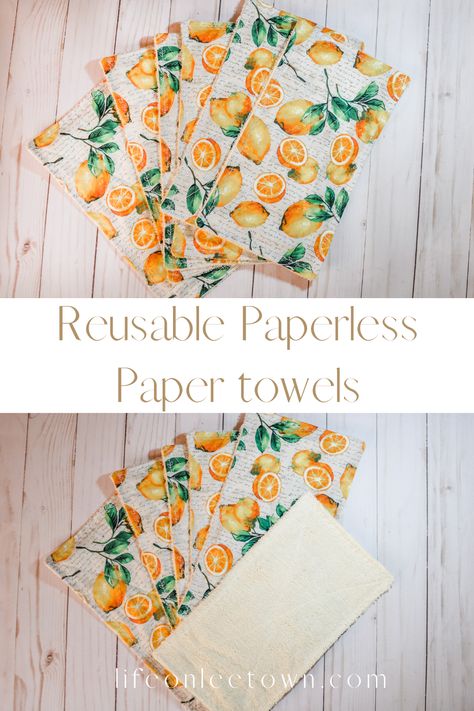 Diy Reusable Paper Towels, Paperless Paper Towels, Paperless Kitchen, Cloth Paper Towels, Paperless Towels, Diy Sewing Gifts, Diy Towels, Reusable Paper Towels, Kitchen Paper Towel