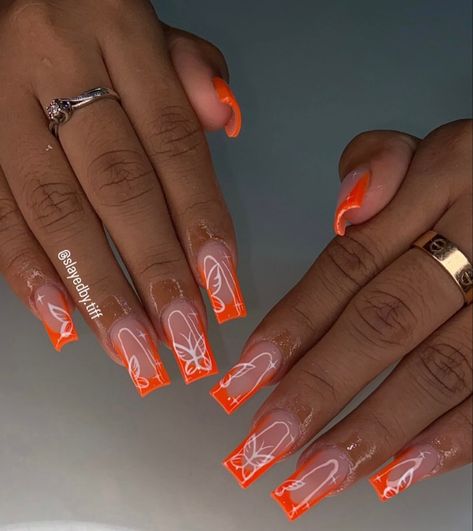 Nail Art For Short Nails, Art For Short Nails, Orange Acrylic Nails, Nail Art Easy, Nail Art Inspo, Acrylic Nails Nude, Acrylic Toe Nails, Nail Art Tips, Summer Nail Art