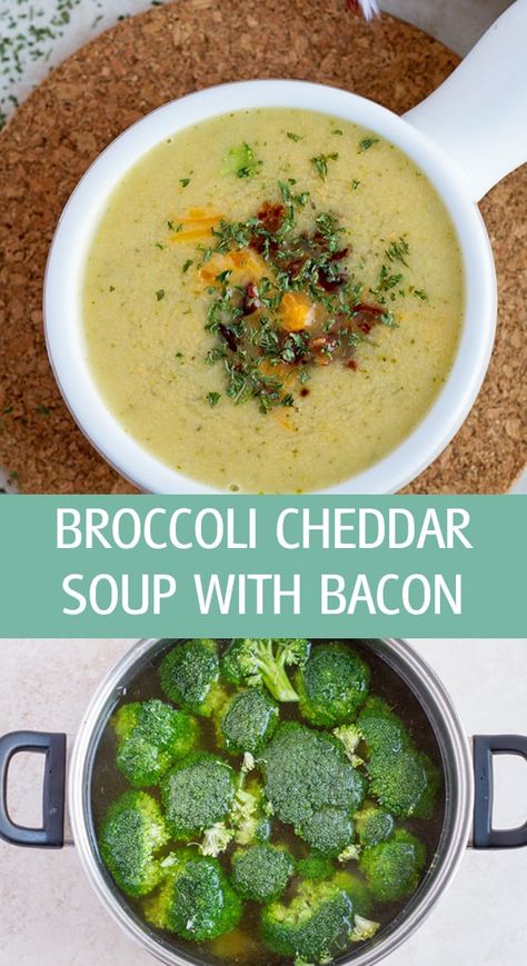 Creamy Broccoli Cheddar Soup, Cheddar Soup Recipe, Broccoli Cheddar Soup Recipe, Soup With Bacon, Comfort Soup Recipes, Creamy Broccoli, Best Chili Recipe, Cheddar Cheese Soup, Chili Recipe Easy